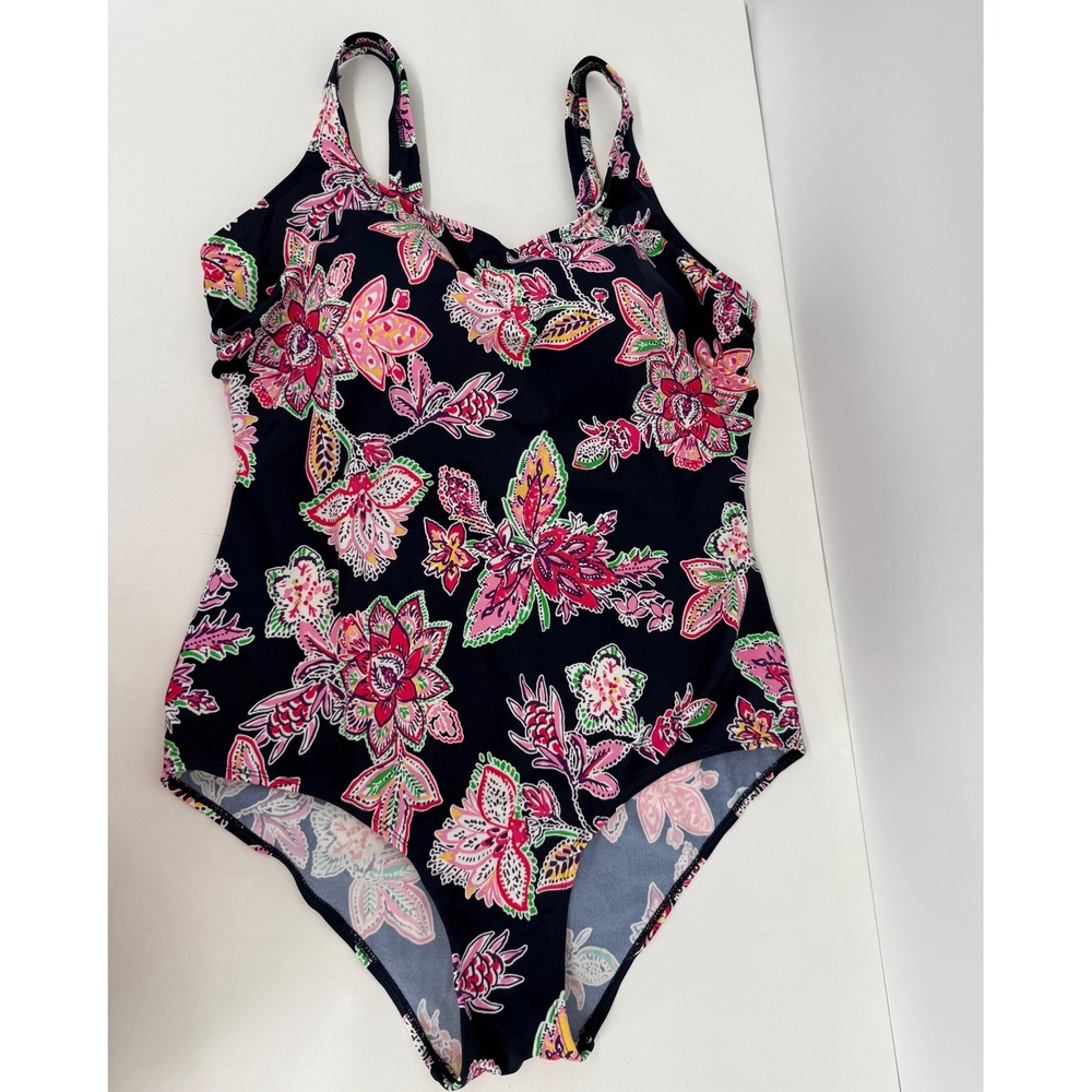 Swim365 Womens Plus Sz 20 One Piece Swimsuit Floral Paisley Navy Blue